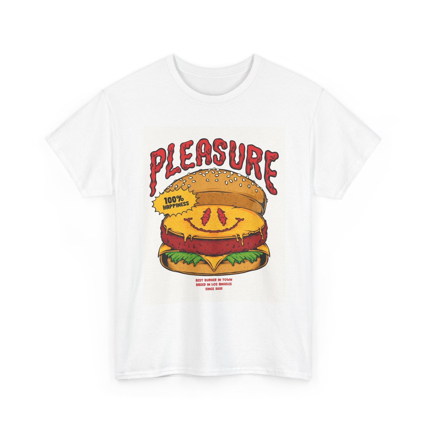 Pleasure Burger Graphic T Shirt Vintage 90s Retro Unisex Heavy Cotton Tee