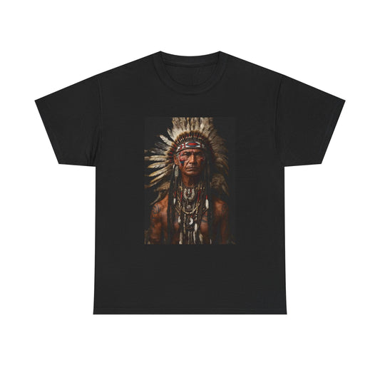 Native American Indian HeadDress Chief Tshirt Pride New Unisex Heavy Cotton Tee