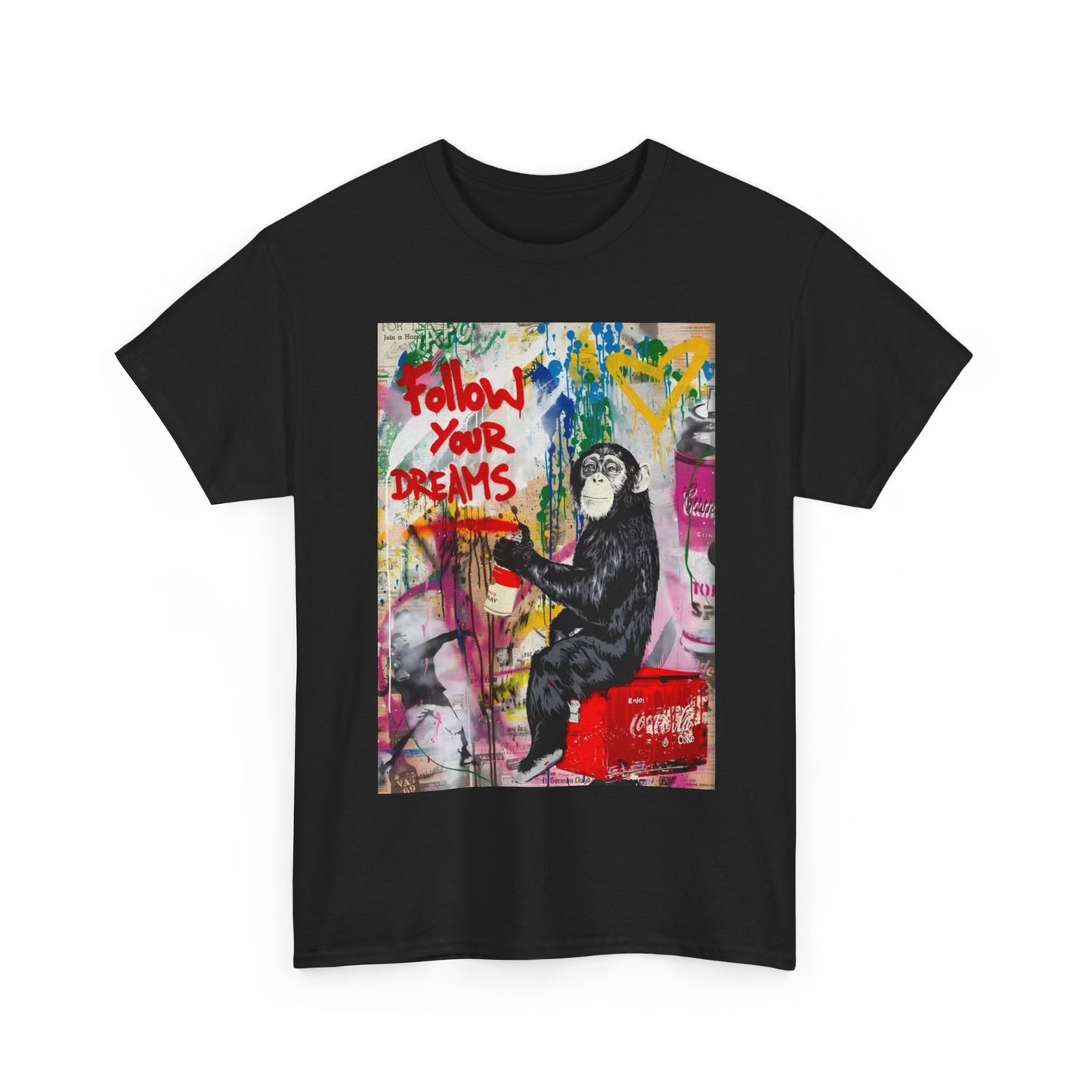 Banksy Tshirt Art Monkey Fine Graphic Painting Vintage Unisex Heavy Cotton Tee