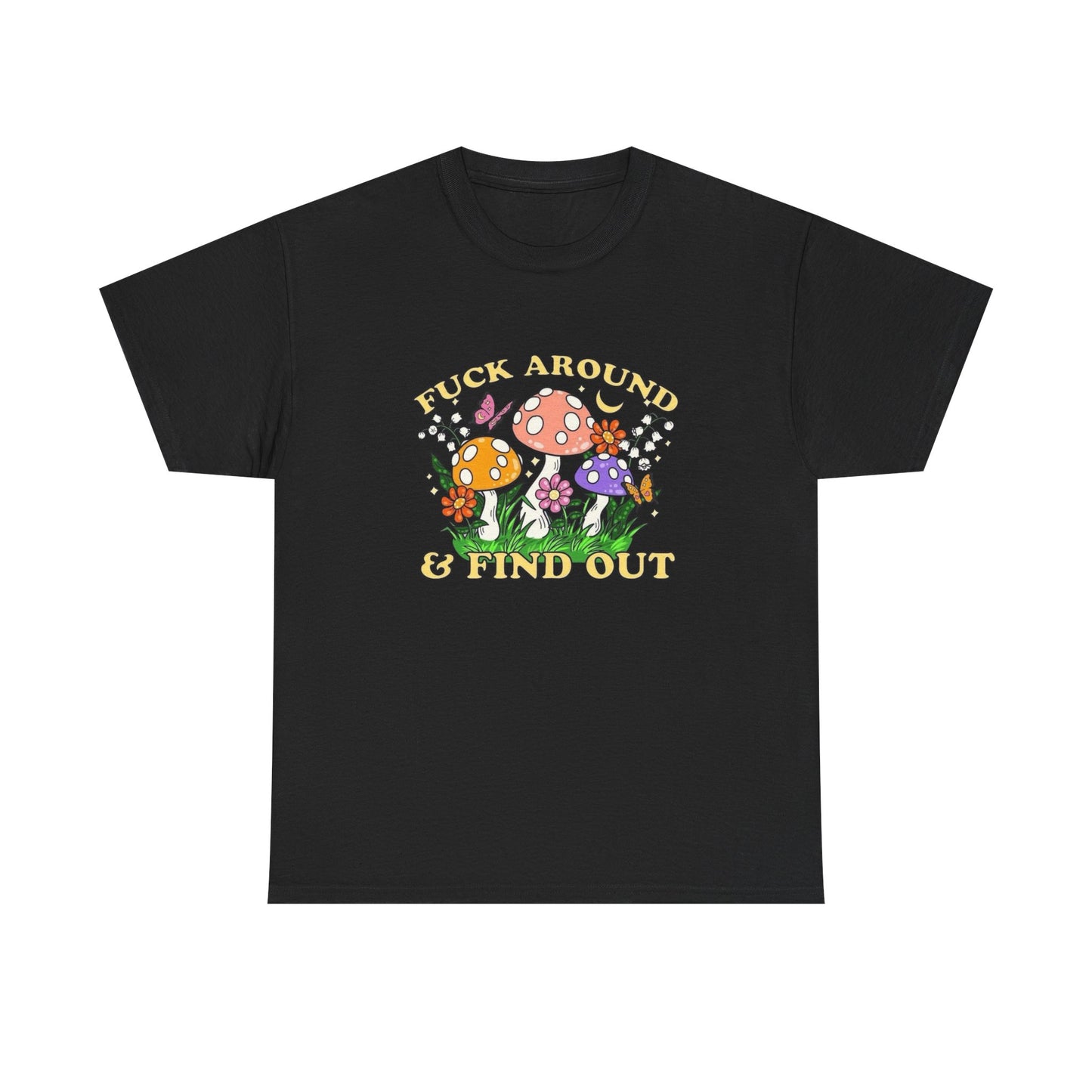 Funny Mushroom Trip Graphic T Shirt Unisex Heavy Cotton Tee