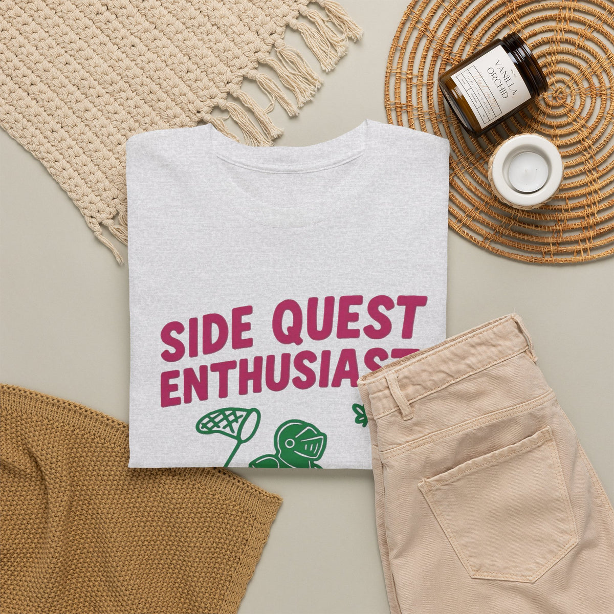Side Quest Enthusiast Video Game Graphic T-Shirt Men's Tee