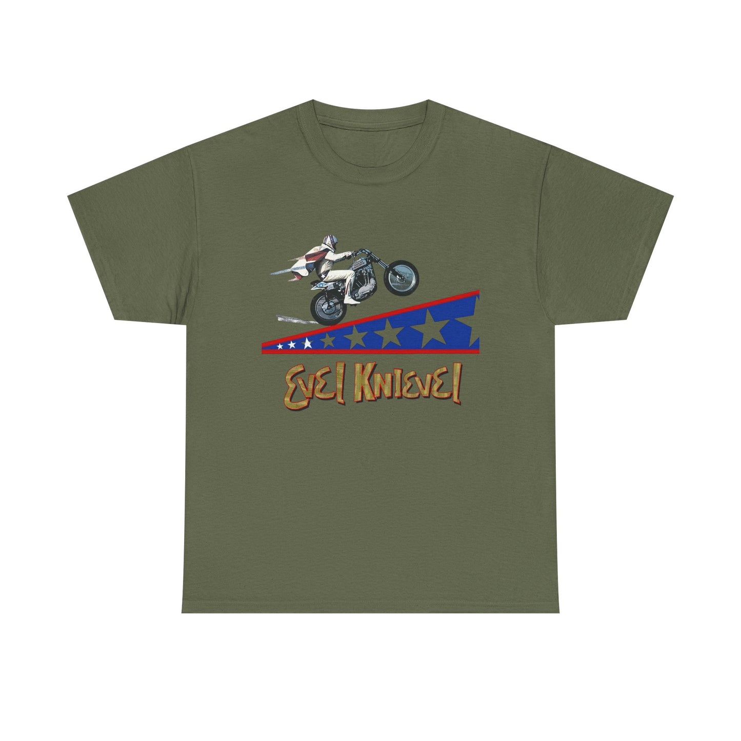 Evel Knievel Motorcycle Stunts Graphic T-Shirt Unisex Heavy Cotton Tee GIFT NEW