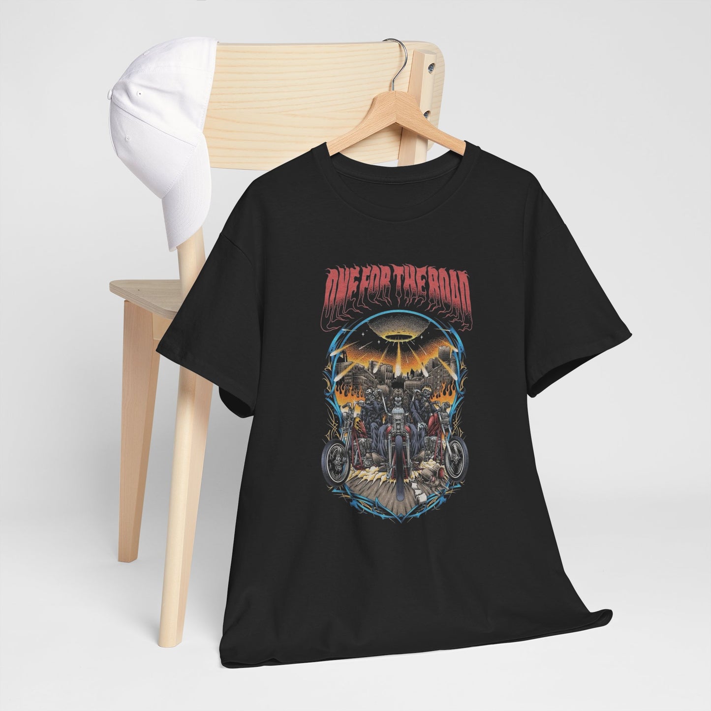 One For The Road Motorcycles Graphic T Shirt NEW ADULT Unisex Heavy Cotton Tee