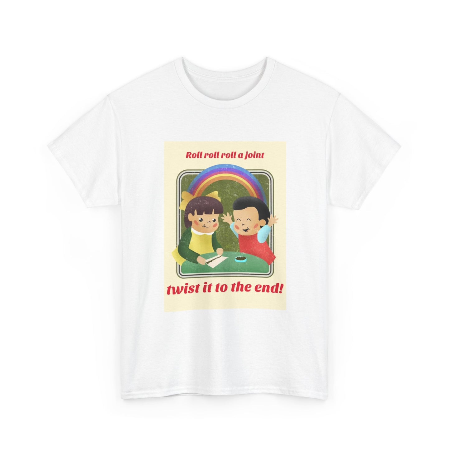 Funny Weed Tshirt roll a joint graphic Rainbow cute Unisex Heavy Cotton Tee