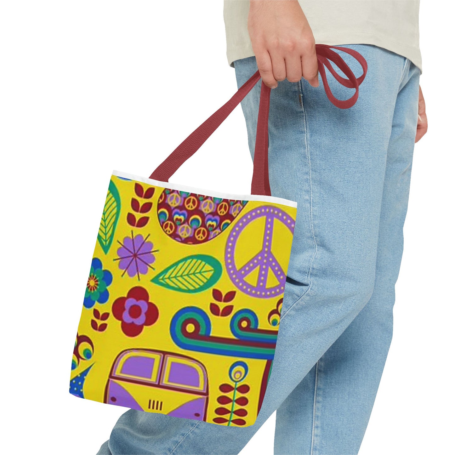Peace And Love Multi Color BRAND NEW MODERN Tote Bag (AOP)