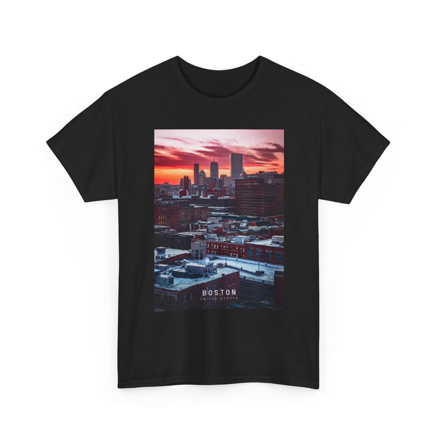 Boston Graphic T Shirt Retro Skyline Unisex Heavy Cotton Tee