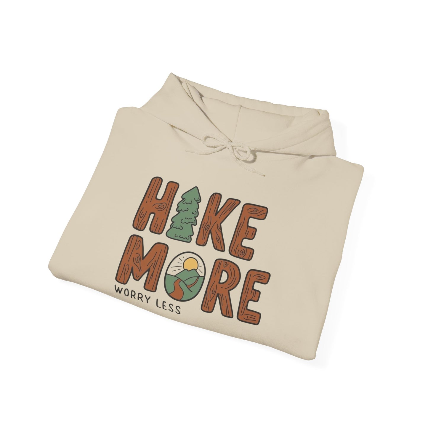 Hike More Worry Less Graphic Hoodie Unisex Heavy Blend™ Hooded Sweatshirt