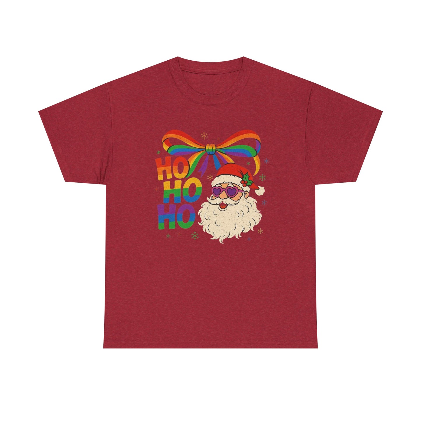 Ho Ho Ho Rainbow Santa Christmas Graphic T Shirt NEW Unisex Heavy Cotton Tee