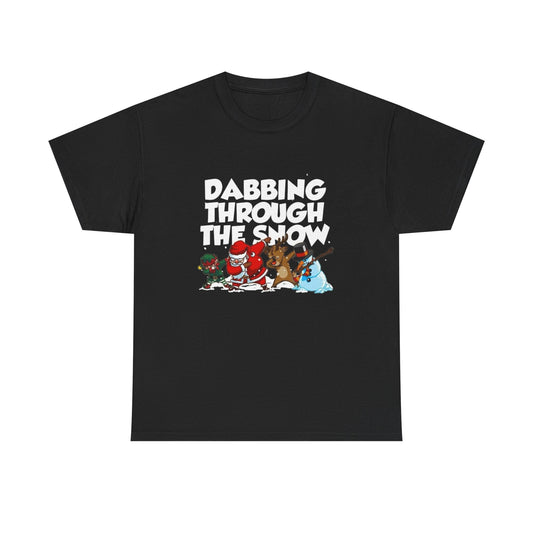 Dabbing Through The Snow Christmas Graphic T Shirt NEW Unisex Heavy Cotton Tee