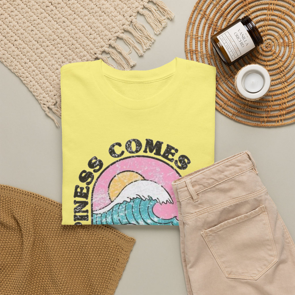 Happiness Comes in Waves Bahamas Ocean Graphic T-Shirt Men's Graphic Tee