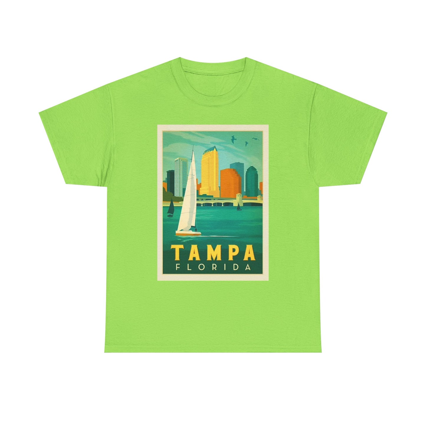 Tampa Florida Graphic T Shirt Vintage Sailing Beach Unisex Heavy Cotton Tee