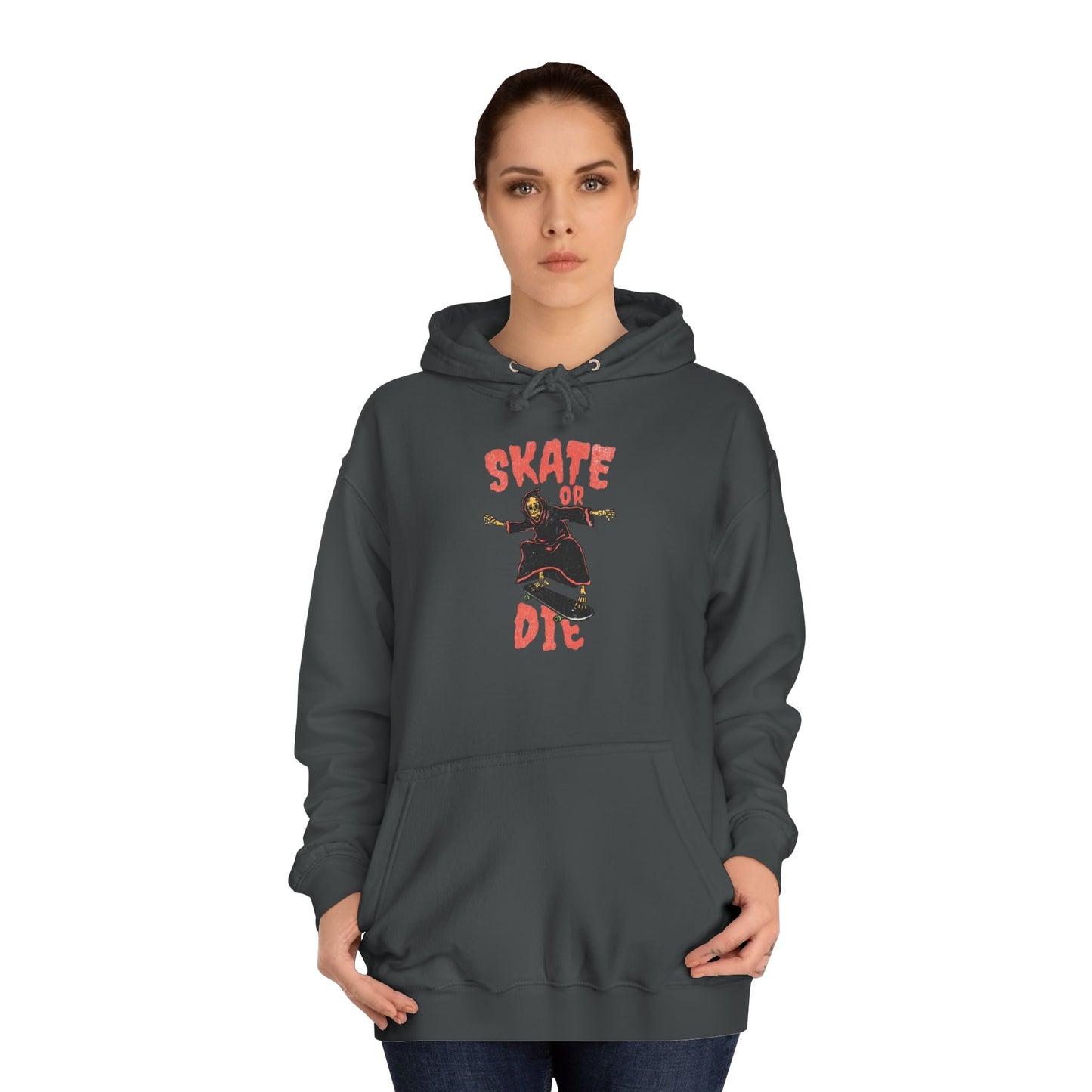 Skate Or Die Hoodie Graphic Skateboarding Grim Reaper Unisex College Hoodie