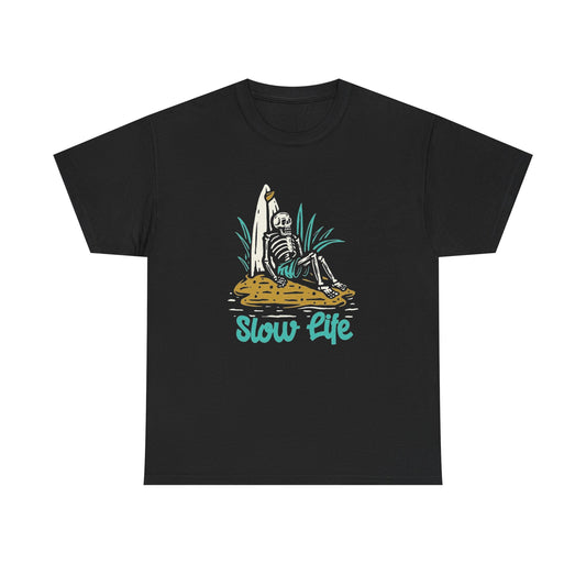 Slow Life Surfing Graphic T Shirt Unisex Heavy Cotton Tee Gift