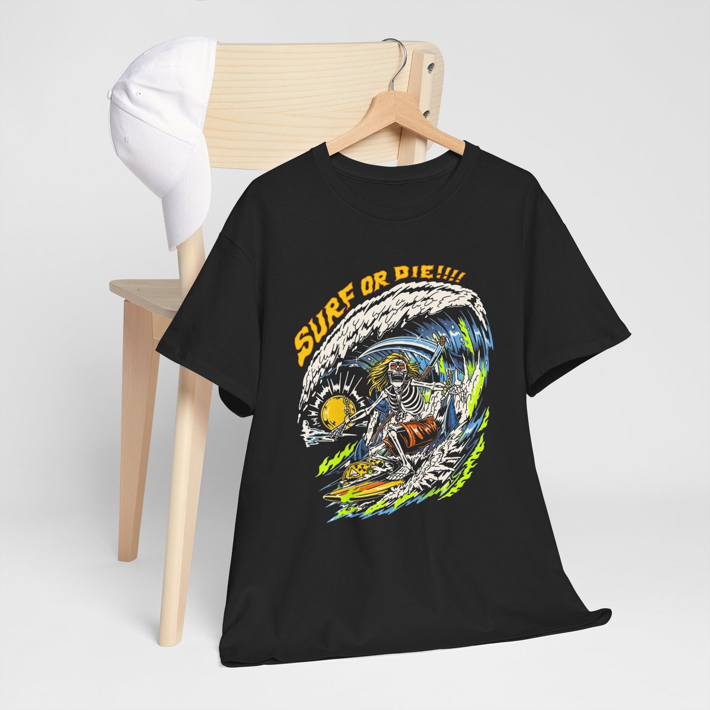 Surf Or Die Graphic T Shirt NEW ADULT Unisex Heavy Cotton Tee