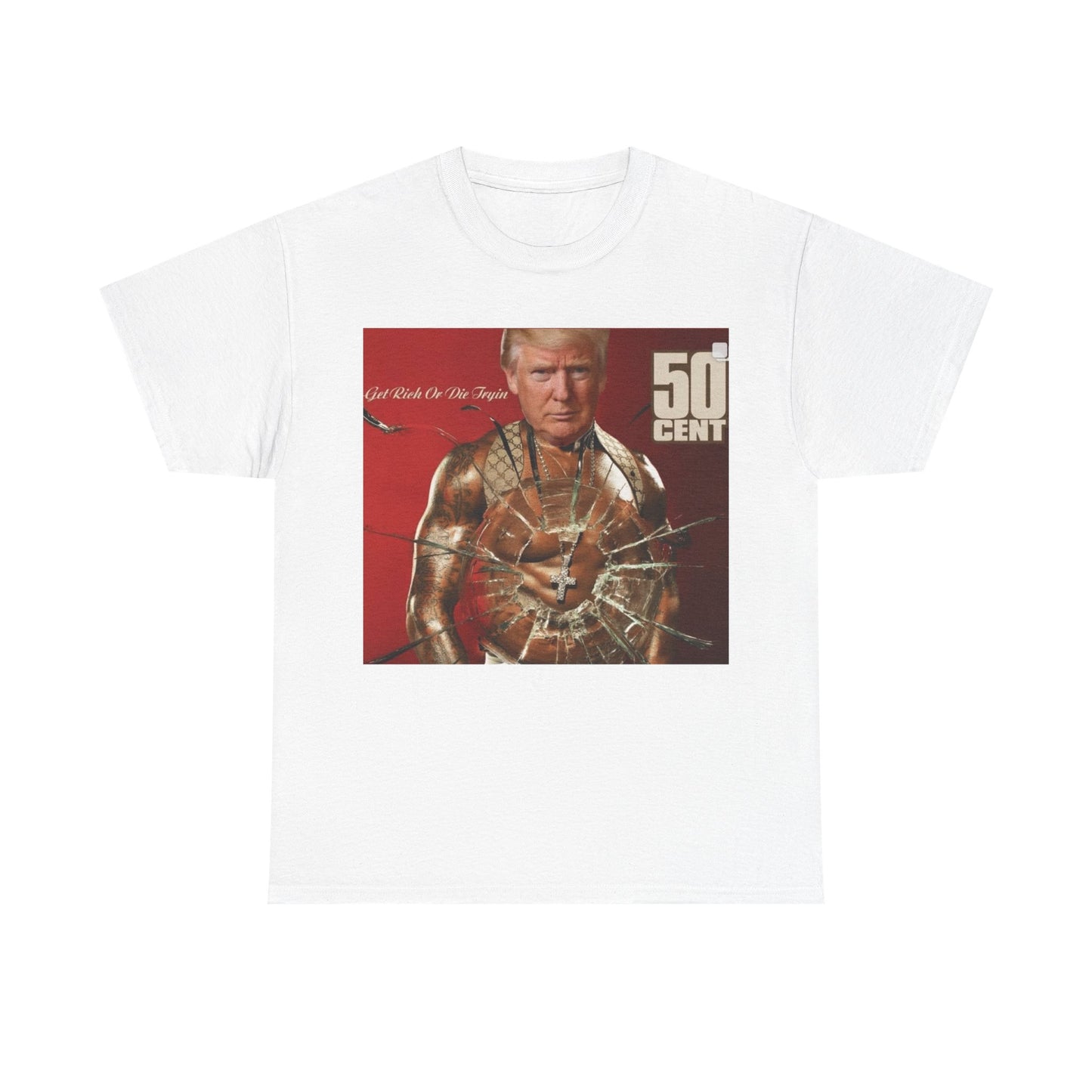 Trump 50 Cent T Shirt 2024 graphic Get Rich Or Die Tryin Unisex Heavy Cotton Tee