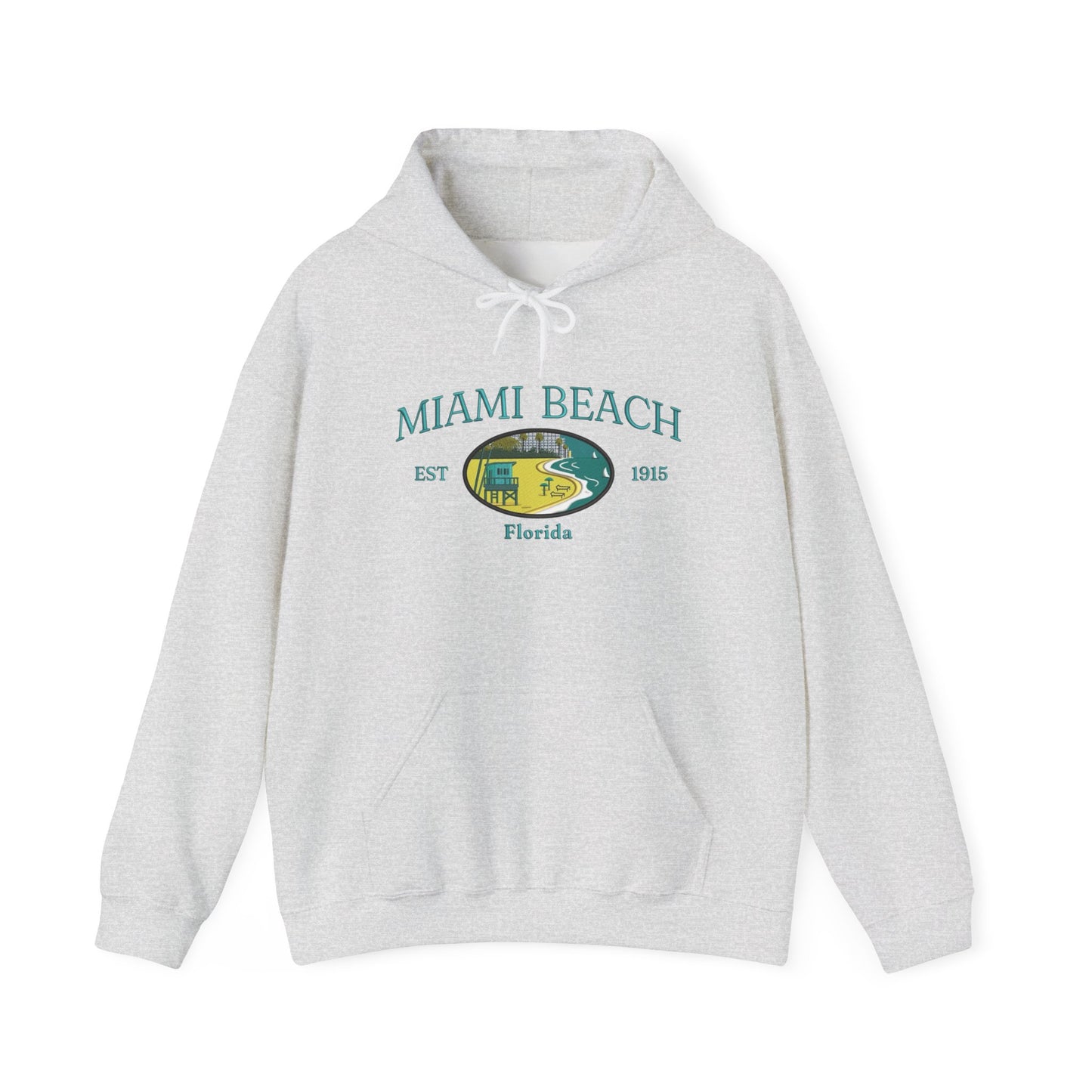 Miami Beach Retro Graphic Hoodie Heavy Blend Sweatshirt NEW