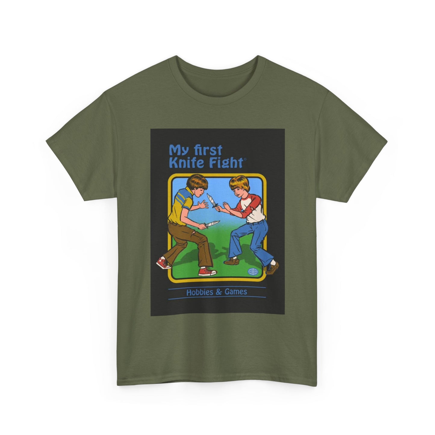 My First Knife Fight Tshirt Funny Kids Poster Retro 70s Unisex Heavy Cotton Tee