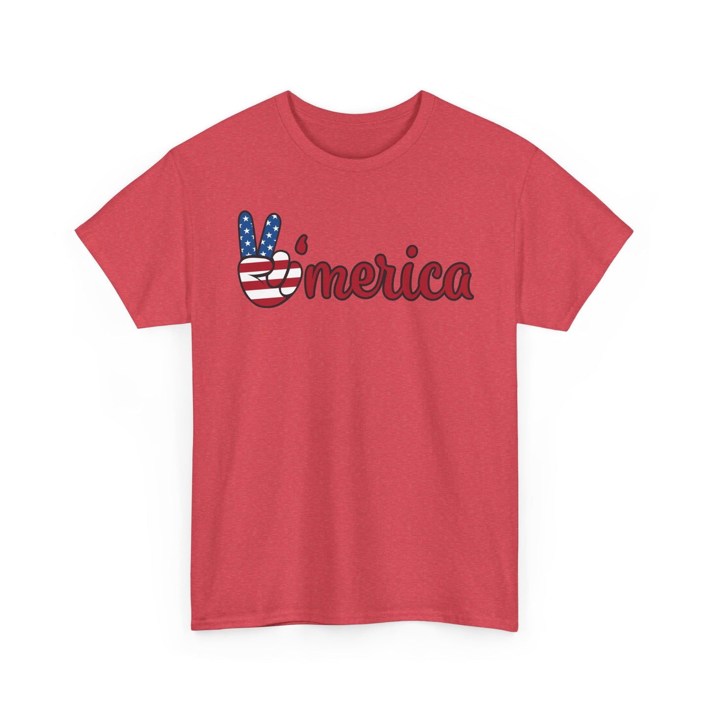 America Peace Sign Graphic T Shirt USA American Flag Unisex Heavy Cotton Tee