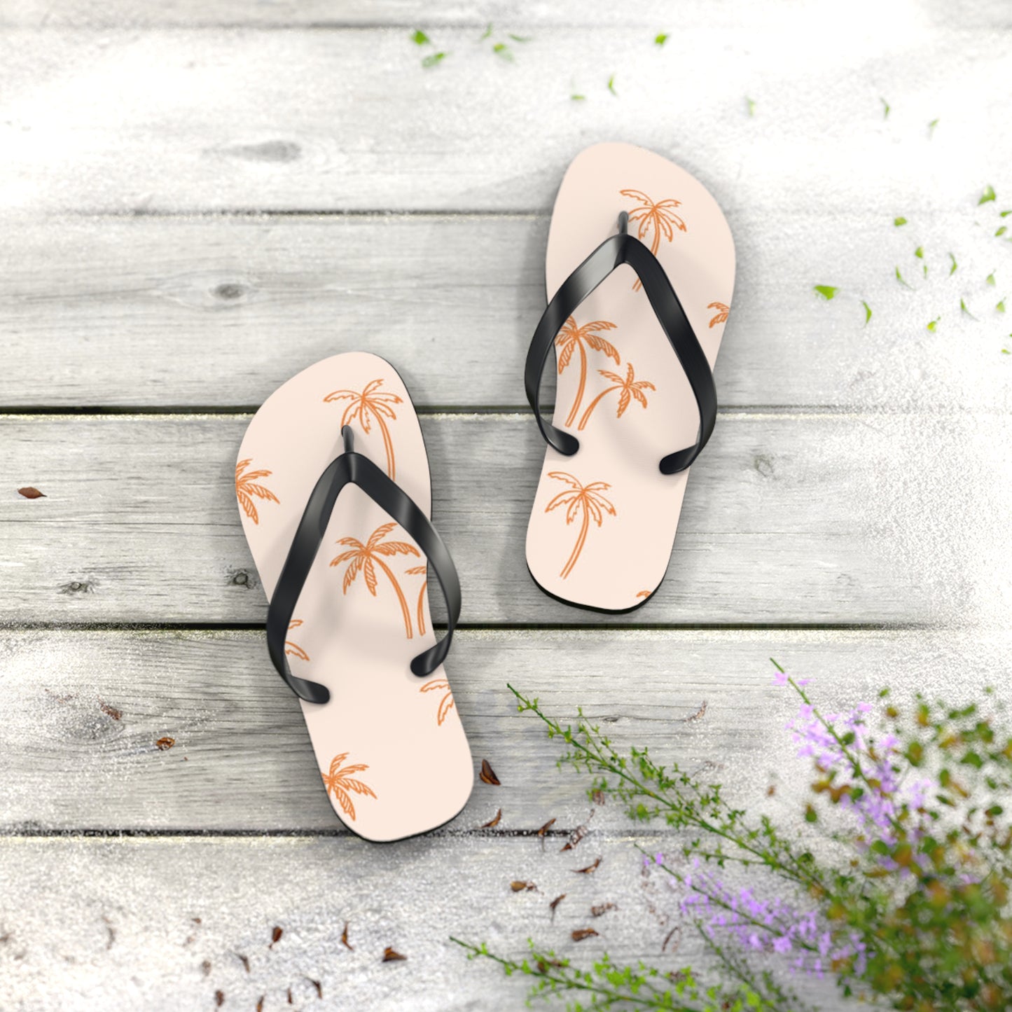 Orange Palm Trees Sandals Summer Flip Flops Slides BRAND NEW