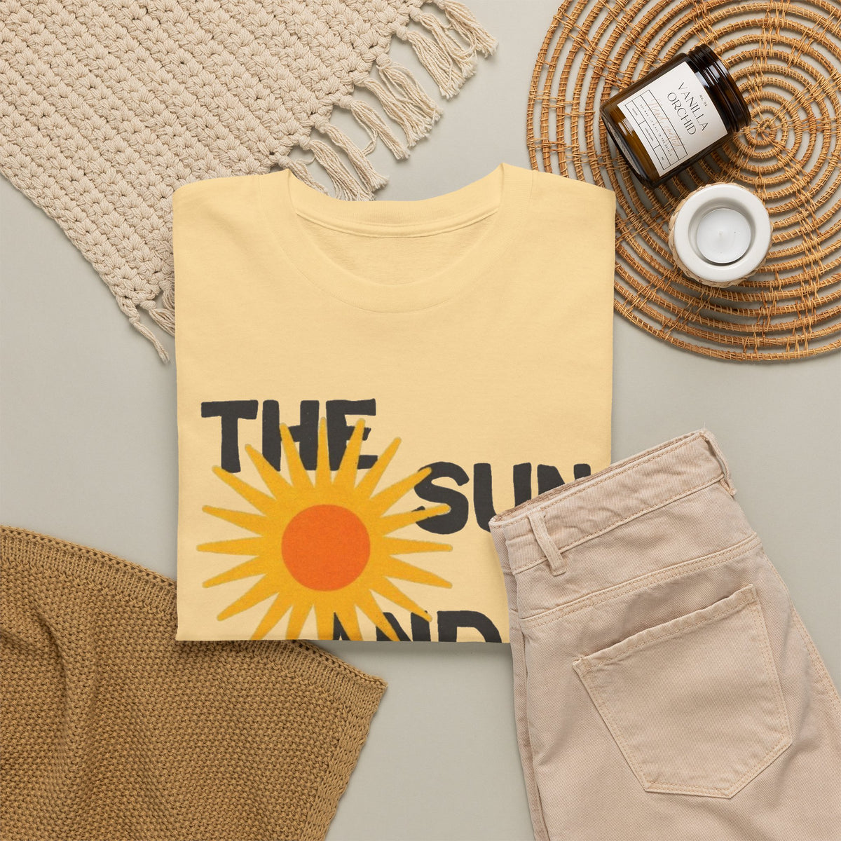 The Sun And The Sea Graphic T Shirt Retro Men's Heavy Cotton Tee