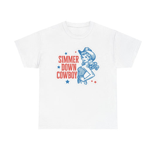 Simmer Down Cowboy Graphic T Shirt Women's Cotton Tee BRAND NEW