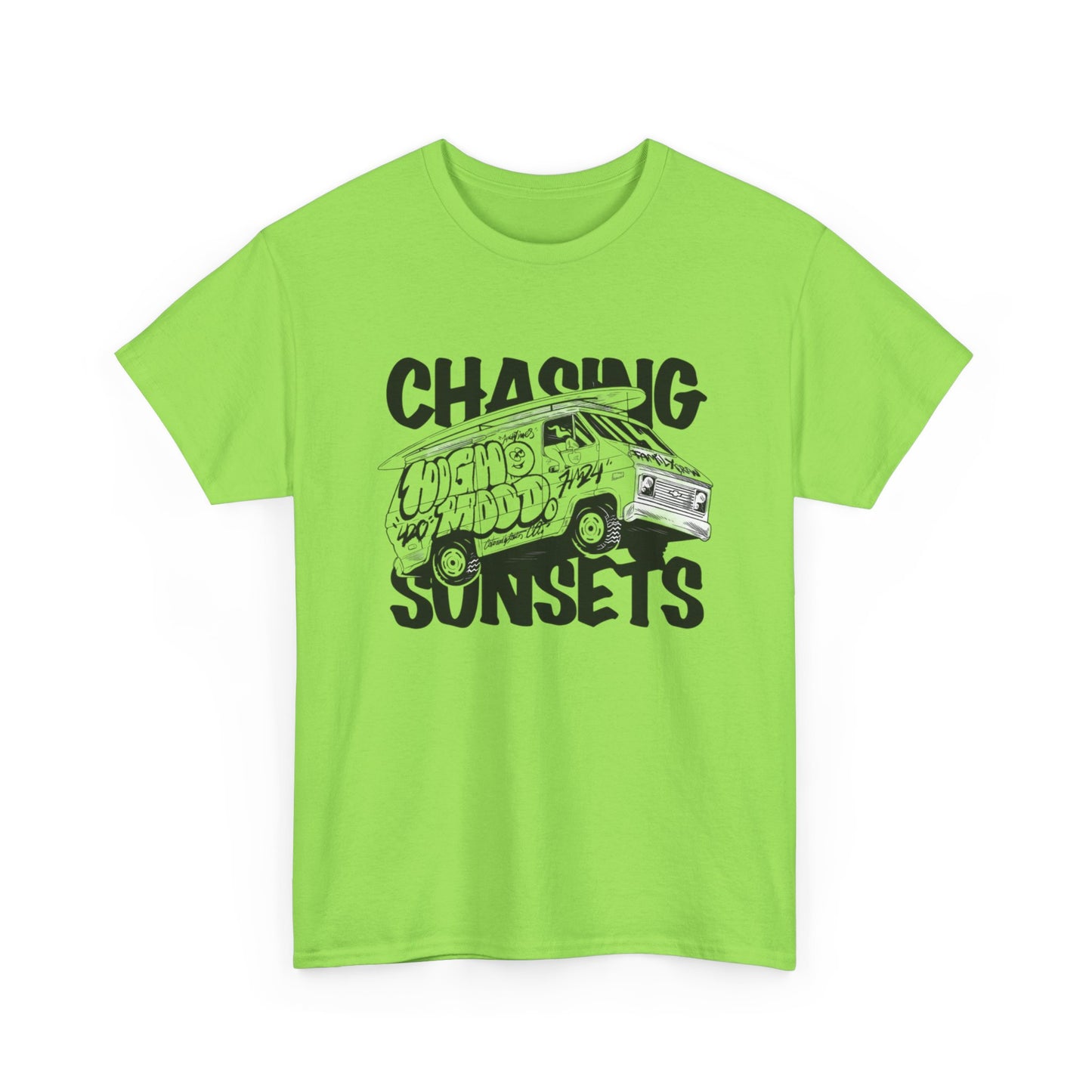 Chasing Sunsets Surfing Graphic T Shirt NEW Unisex Heavy Cotton Tee