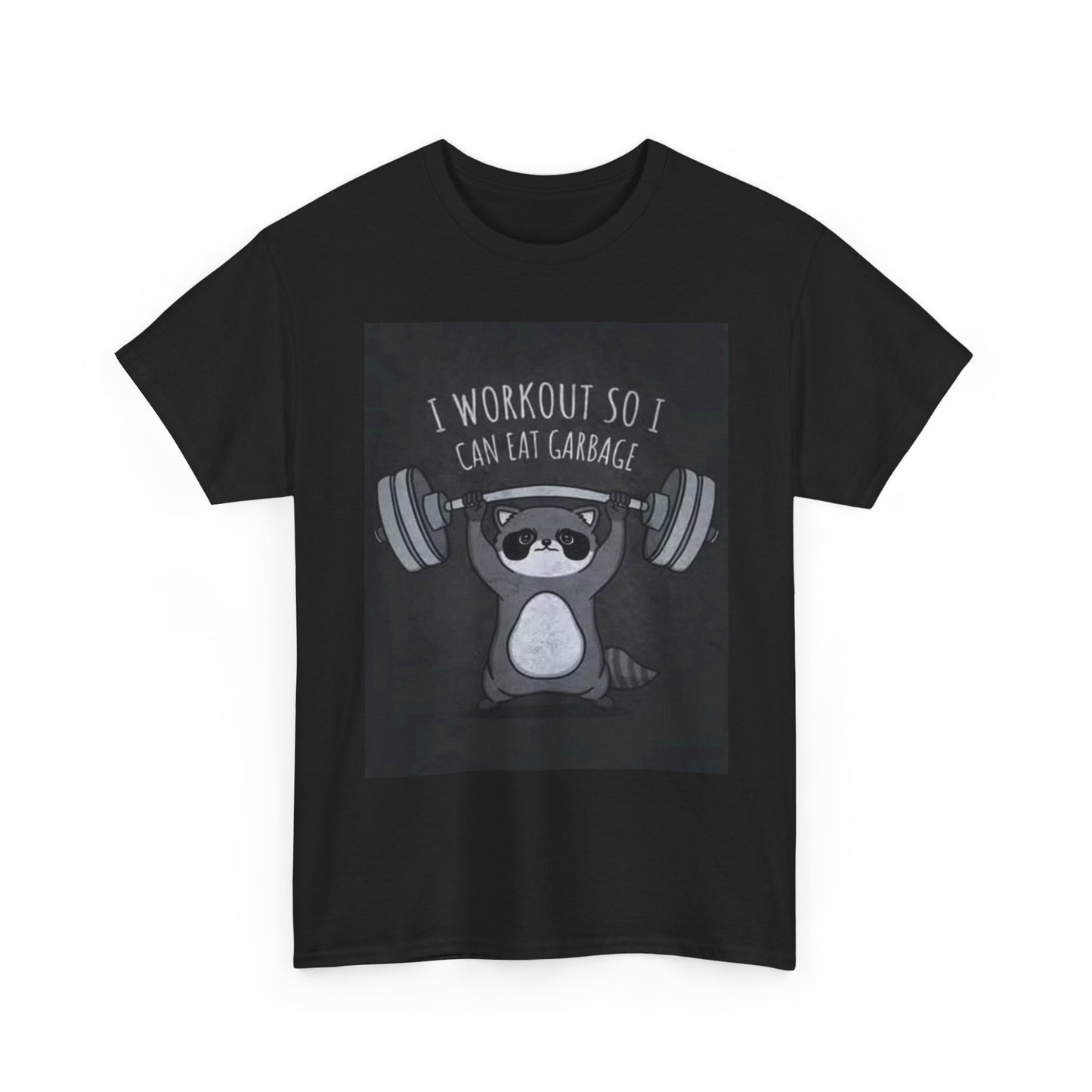 Workout So I Can Eat Graphic T Shirt Trash Panda GYM Unisex Heavy Cotton Tee