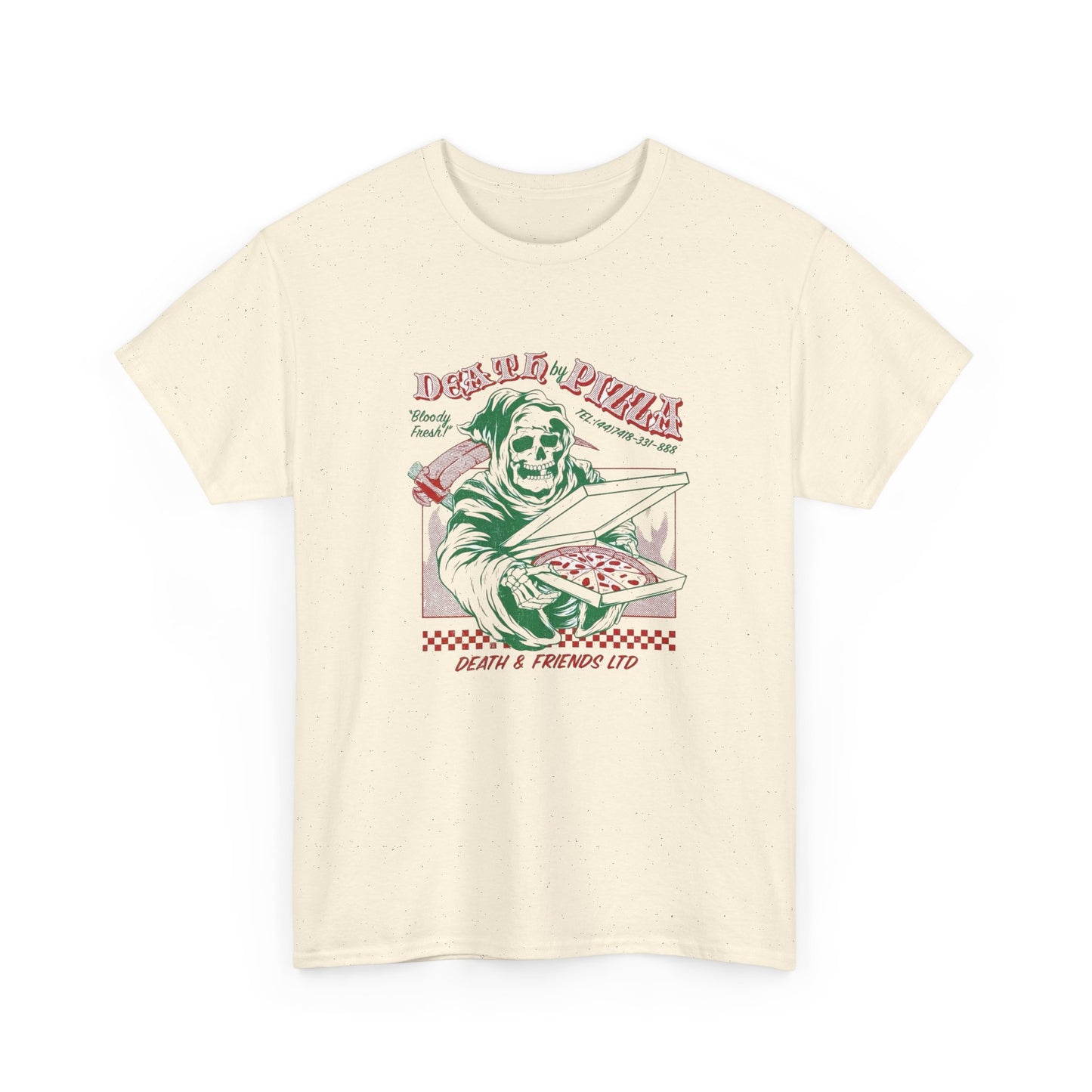 Death By Pizza Graphic T Shirt NEW Heavy Cotton Tee