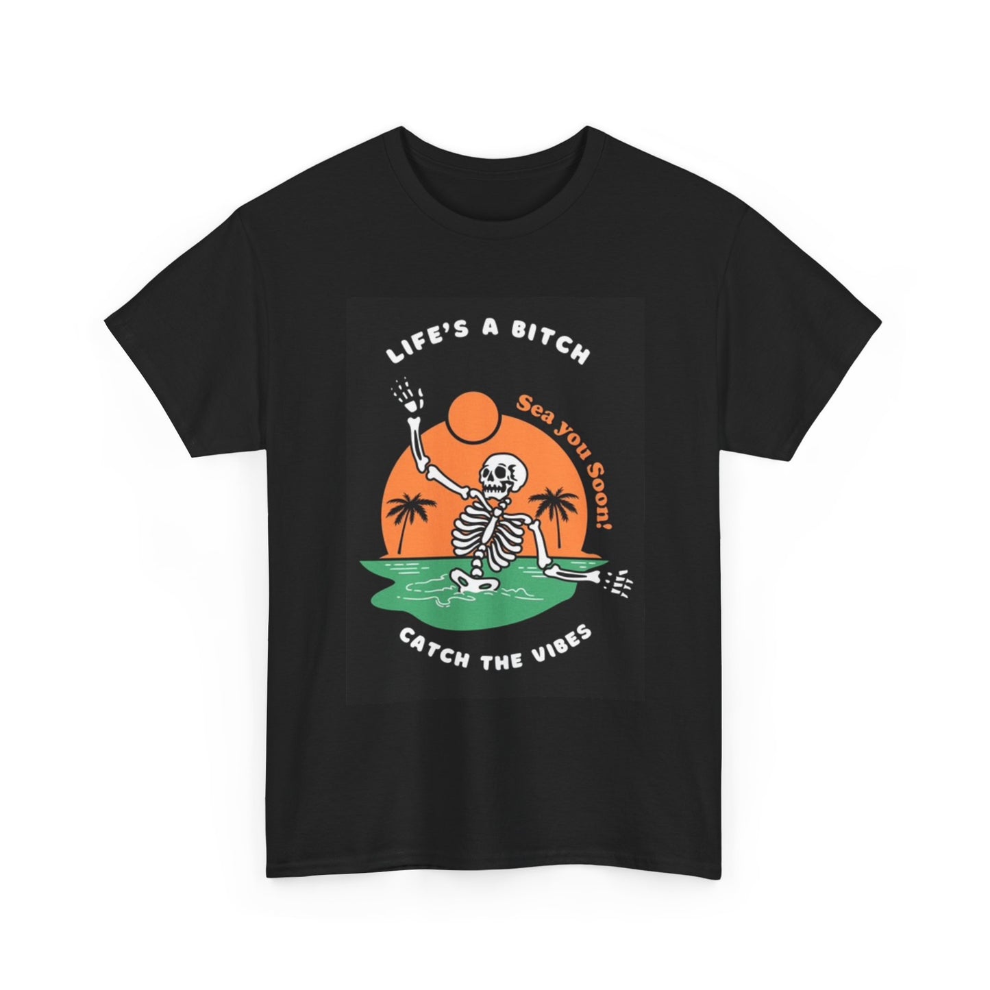 Catch The Vibes Shirt Funny Beach Gear Skeleton Unisex Heavy Cotton Tee