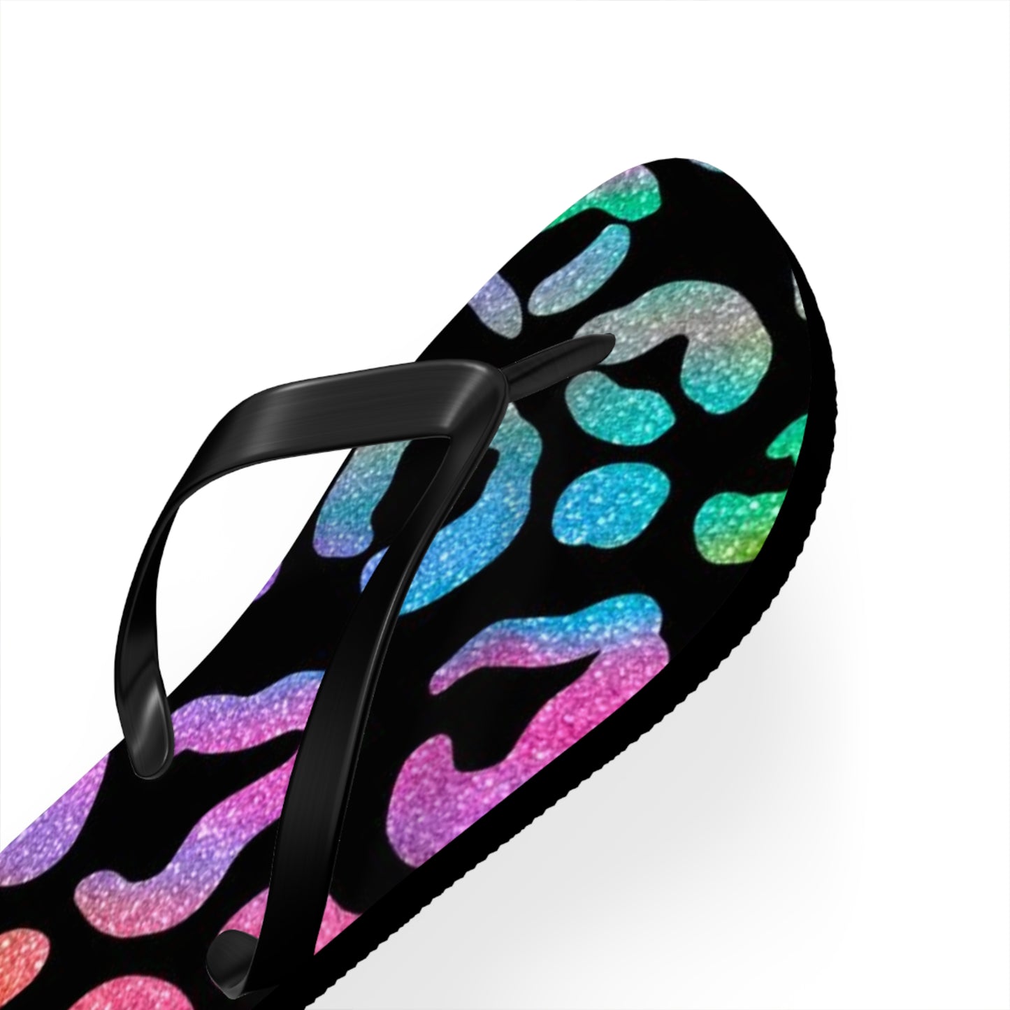 Glitter Cheetah Beach Sandals, Slides for Summer, Flip Flops, Water Resistant
