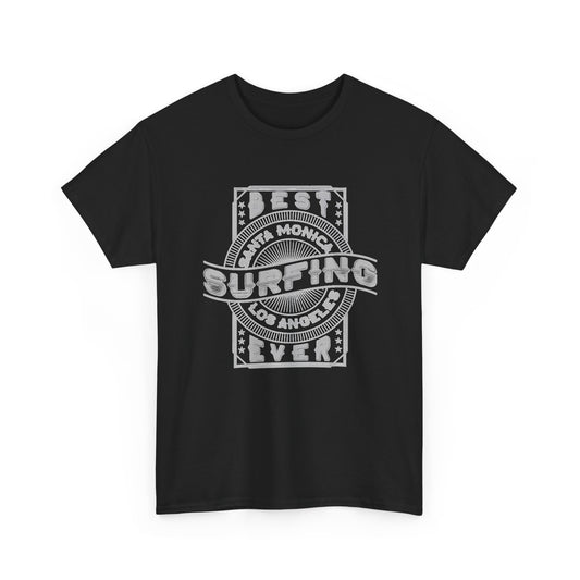 Surfing Graphic T-Shirt, Retro Wave Design Graphic T Shirt Vintage Men's Heavy Cotton Tee