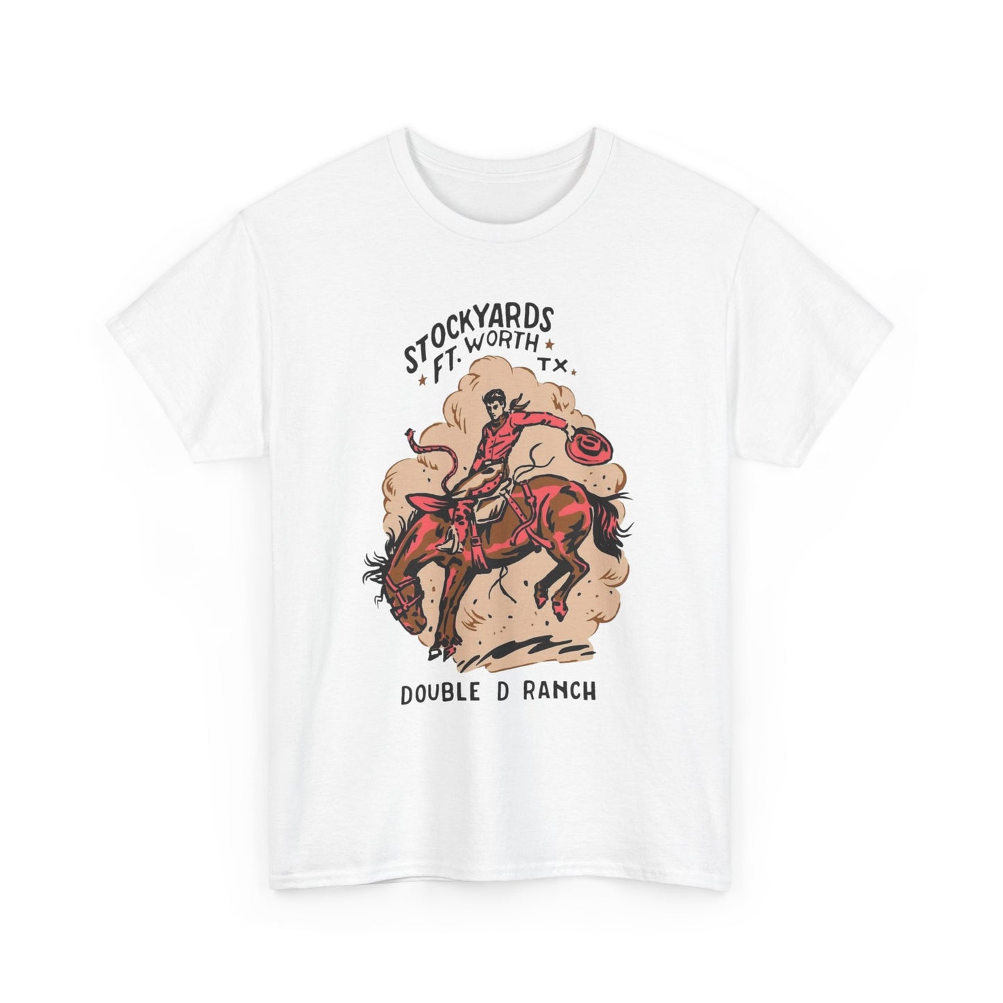 Texas Cowboy Stockyards Vintage Graphic T Shirt Unisex Heavy Cotton Tee