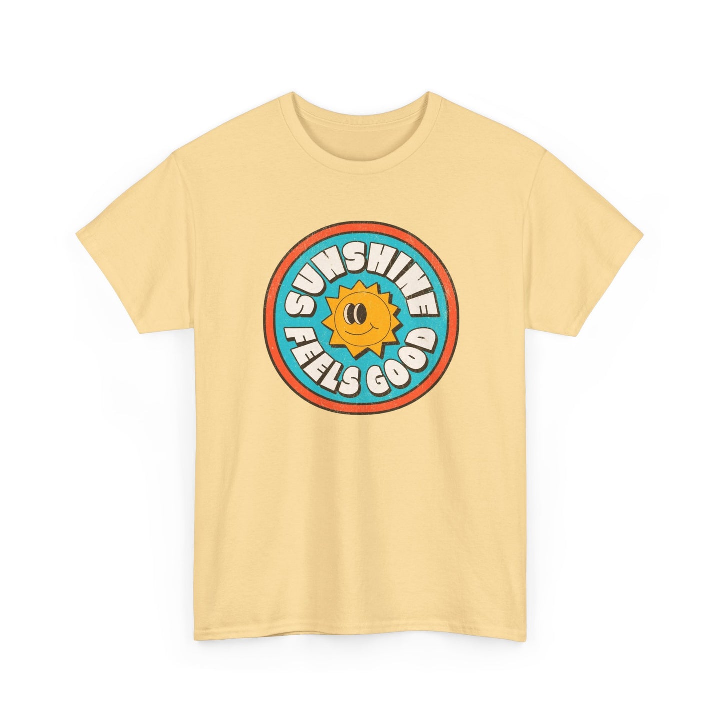 Sunshine Feels Good Graphic T Shirt Happy Smiles Unisex Heavy Cotton Tee