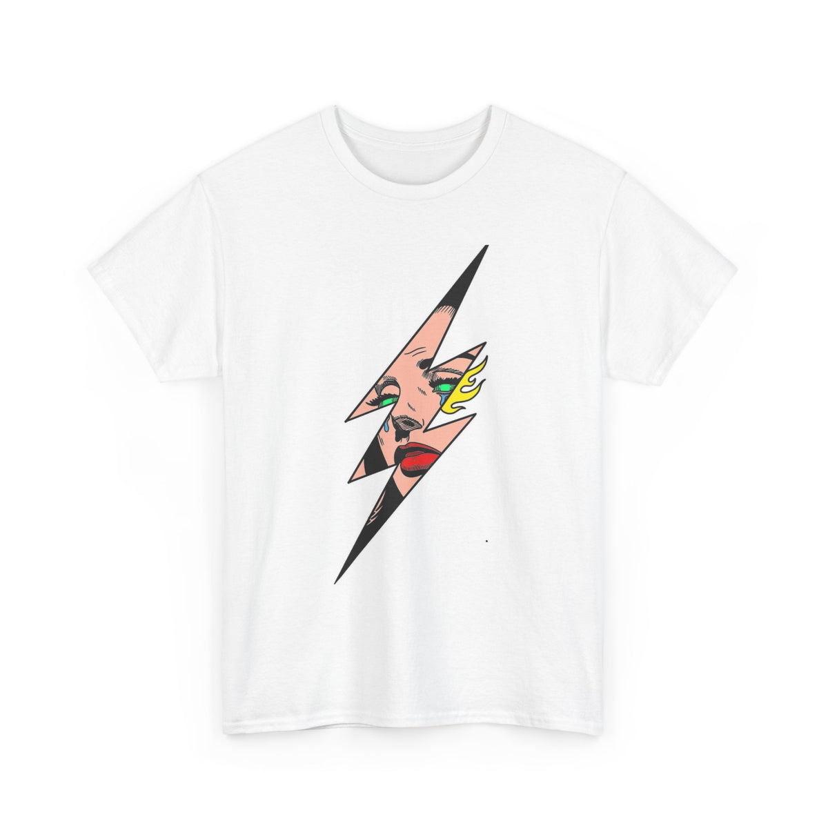 Crying Model Lightning Bolt Graphic T Shirt Unisex Heavy Cotton Tee