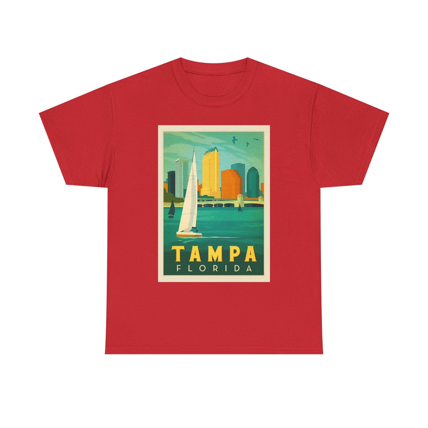 Tampa Florida Graphic T Shirt Vintage Sailing Beach Unisex Heavy Cotton Tee