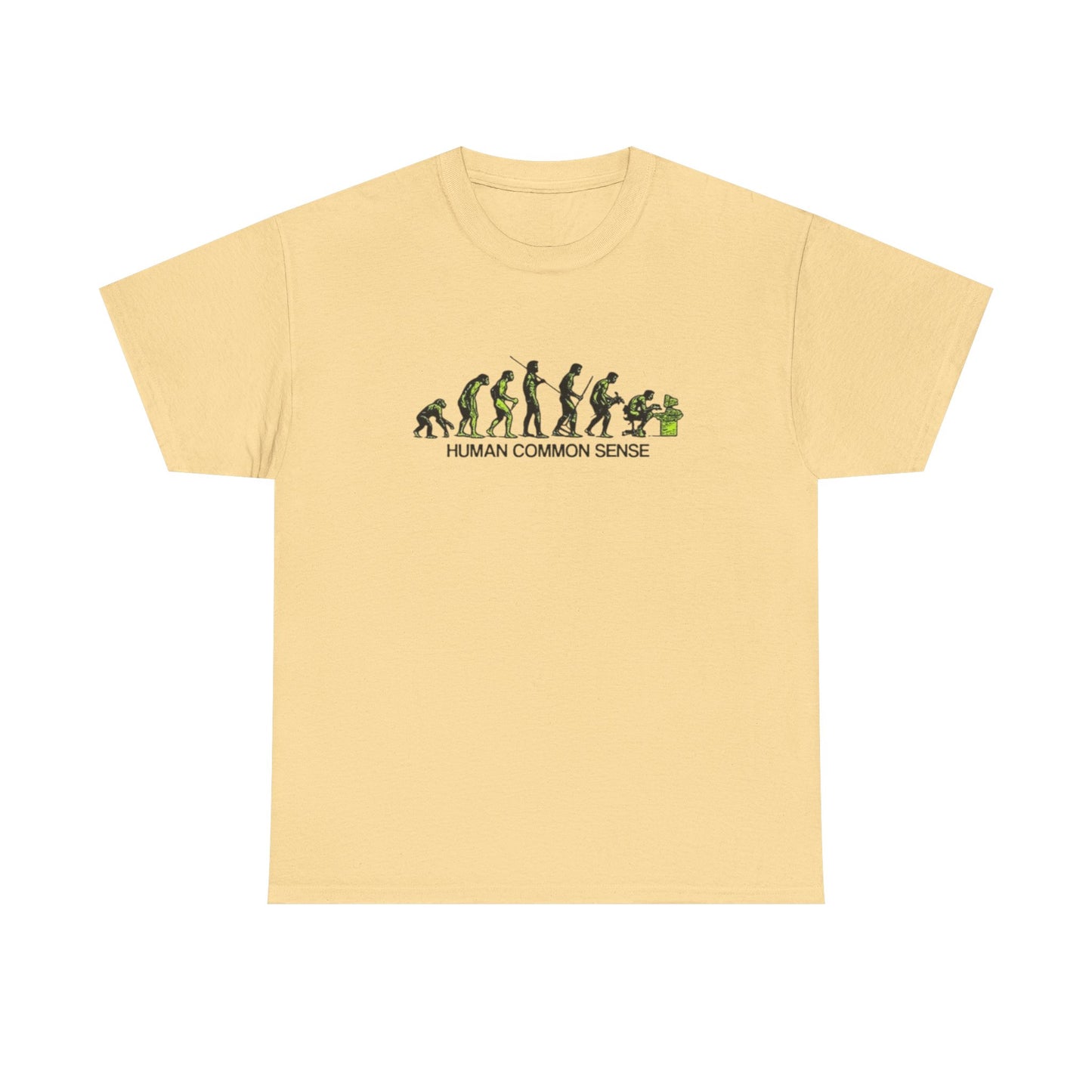 Human Common Sense Evolution Graphic T Shirt Unisex Heavy Cotton Tee Gift New