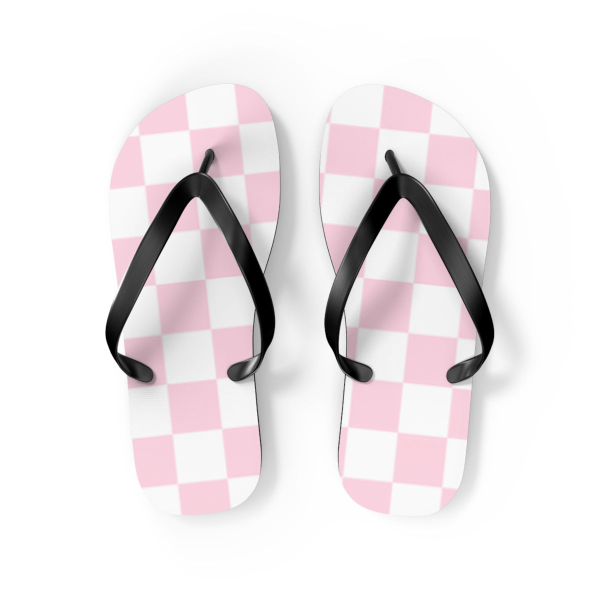 Pink Checkered Sandals, Beach Shoes, Vacation Flip Flops, Pool Slides