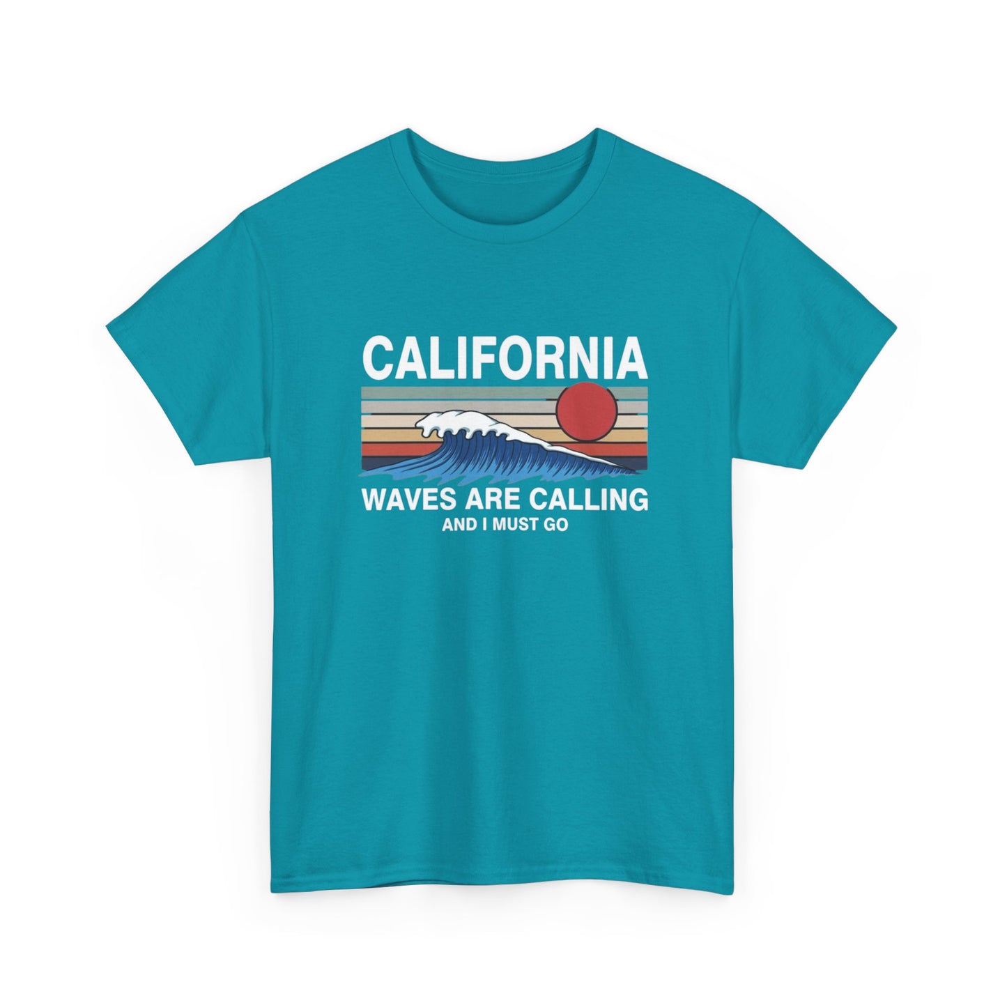 California Waves Are Calling Surfing Graphic T Shirt Unisex Adults NEW