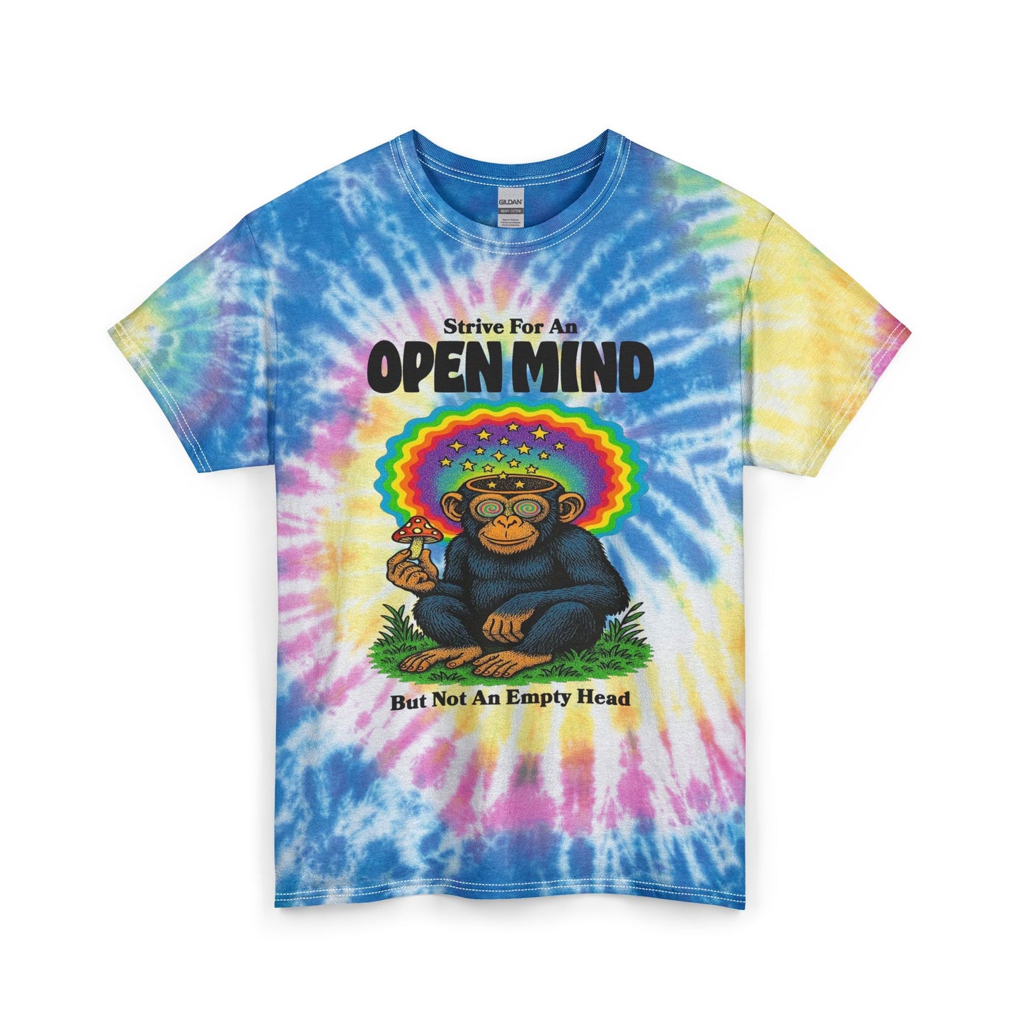 Strive For An Open Mind Mushroom Trippy T Shirt Retro Unisex Tie Dye Cotton Tee
