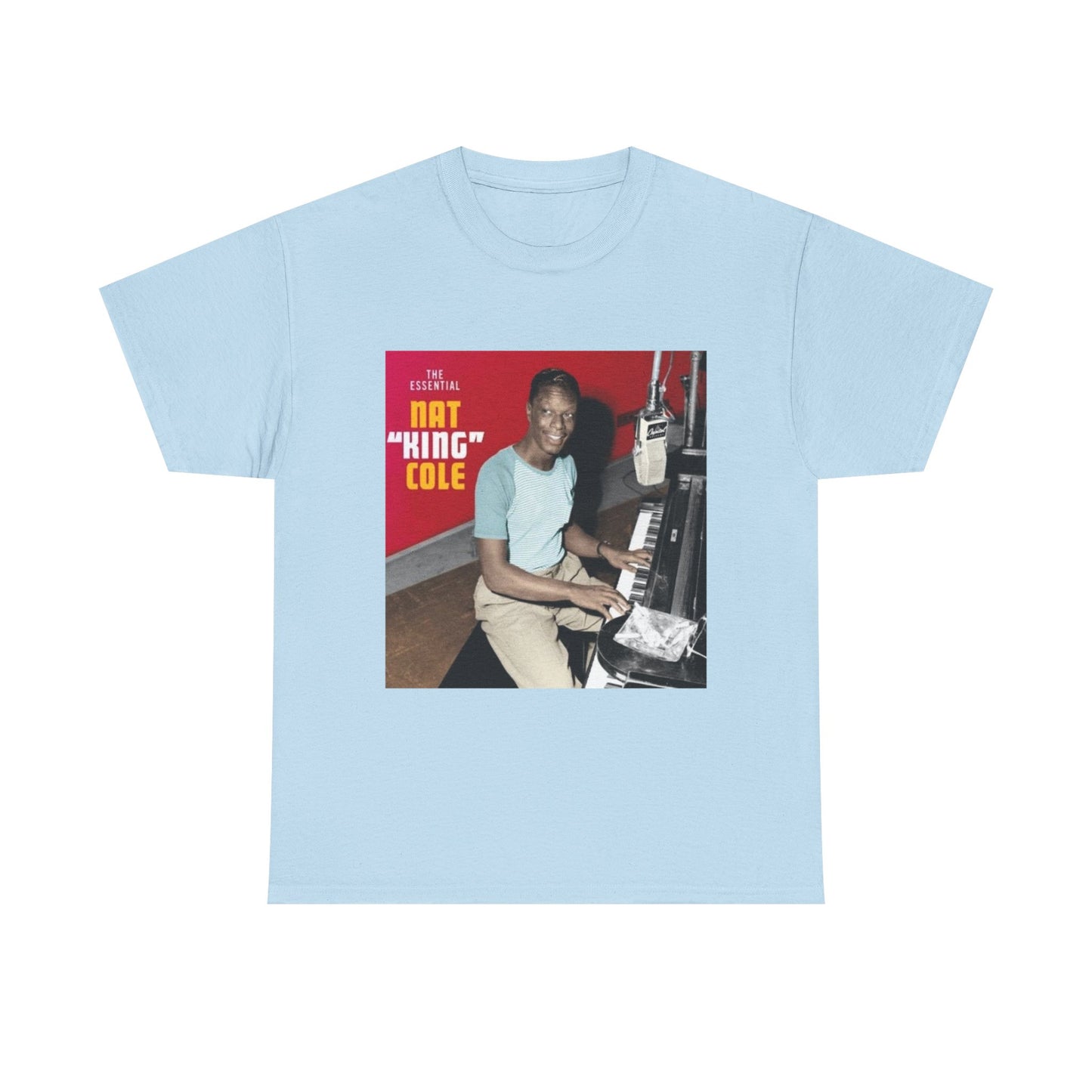 Nat King Cole Tshirt Vintage Piano Concert Poster retro Unisex Heavy Cotton Tee