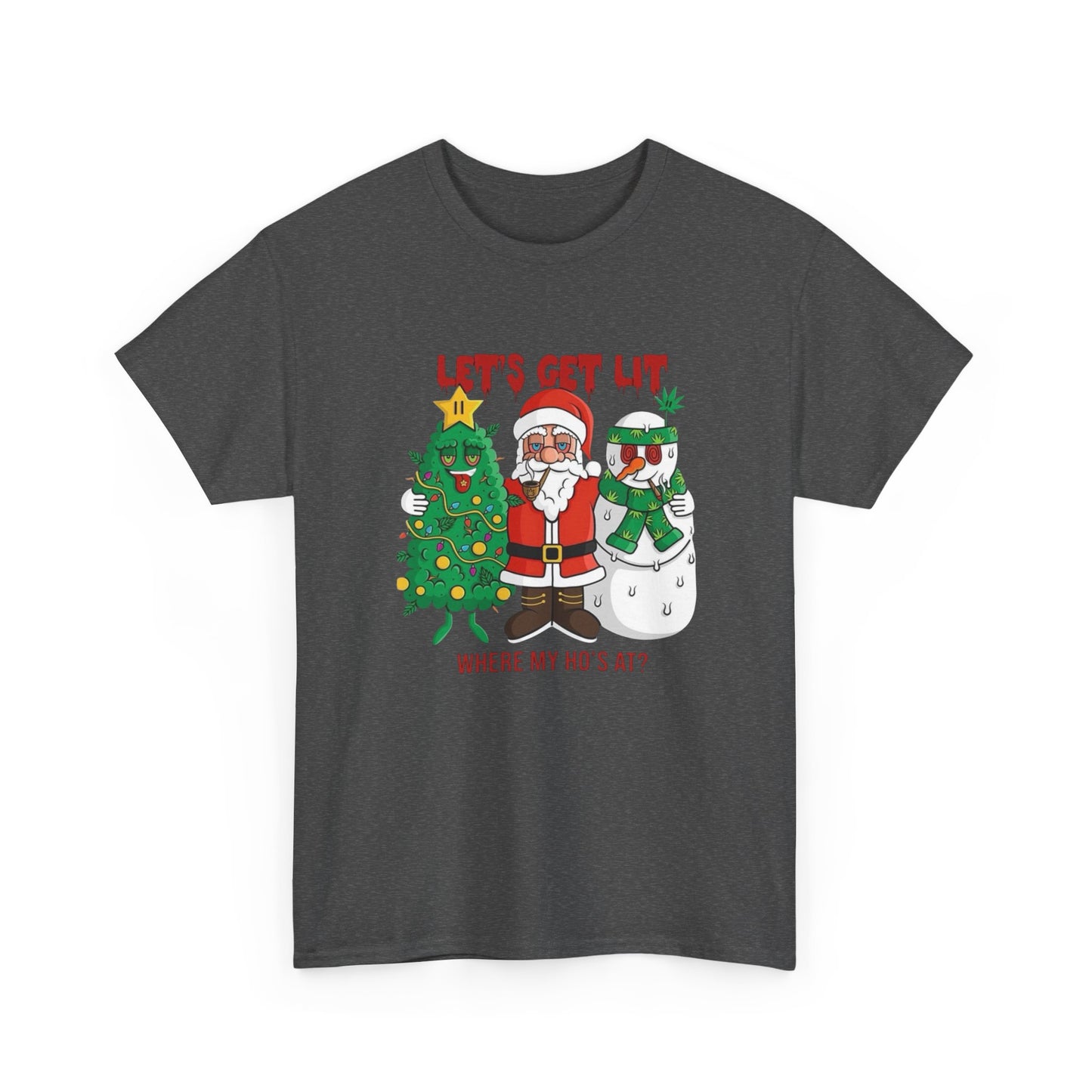 Lets Get Lit This Christmas Graphic T Shirt NEW GIFT Unisex Heavy Cotton Tee