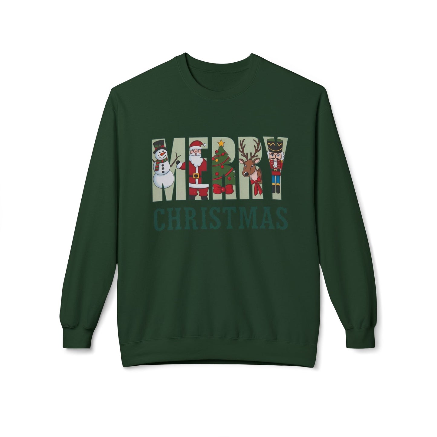 Merry Christmas Snowman Sweater NEW Unisex Fleece Crewneck Sweatshirt