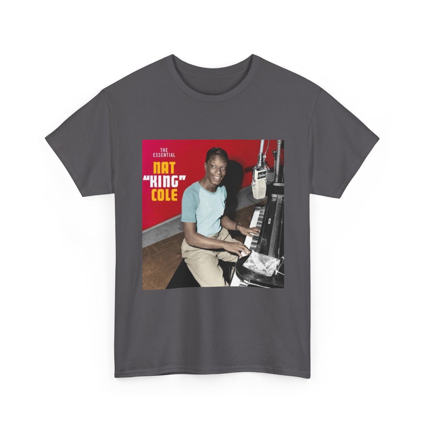 Nat King Cole Tshirt Vintage Piano Concert Poster retro Unisex Heavy Cotton Tee