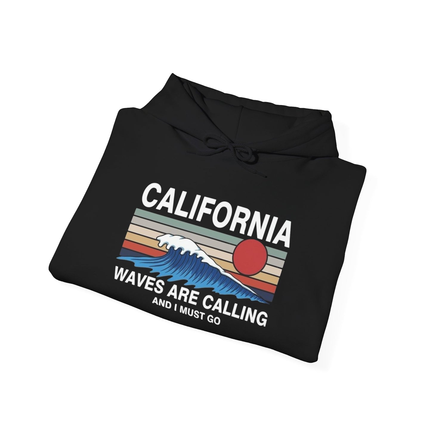 California Waves Are Calling Graphic Hoodie Heavy Blend Sweatshirt NEW