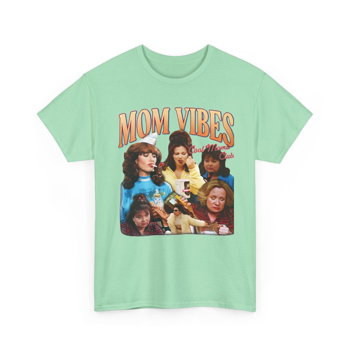 Mom Vibes Retro Graphic T Shirt Vintage Womens Funny 90s Cotton Tee