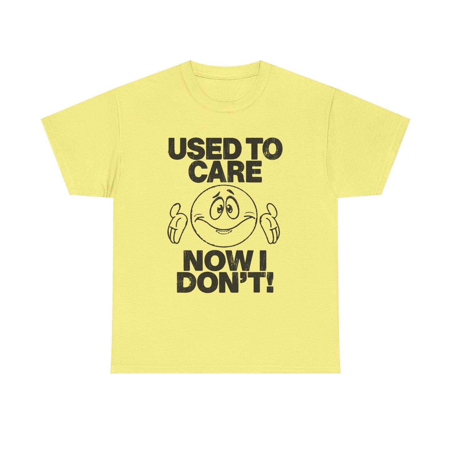 Used To Care Now I Don't Graphic T Shirt Men's Heavy Cotton Tee Funny Retro