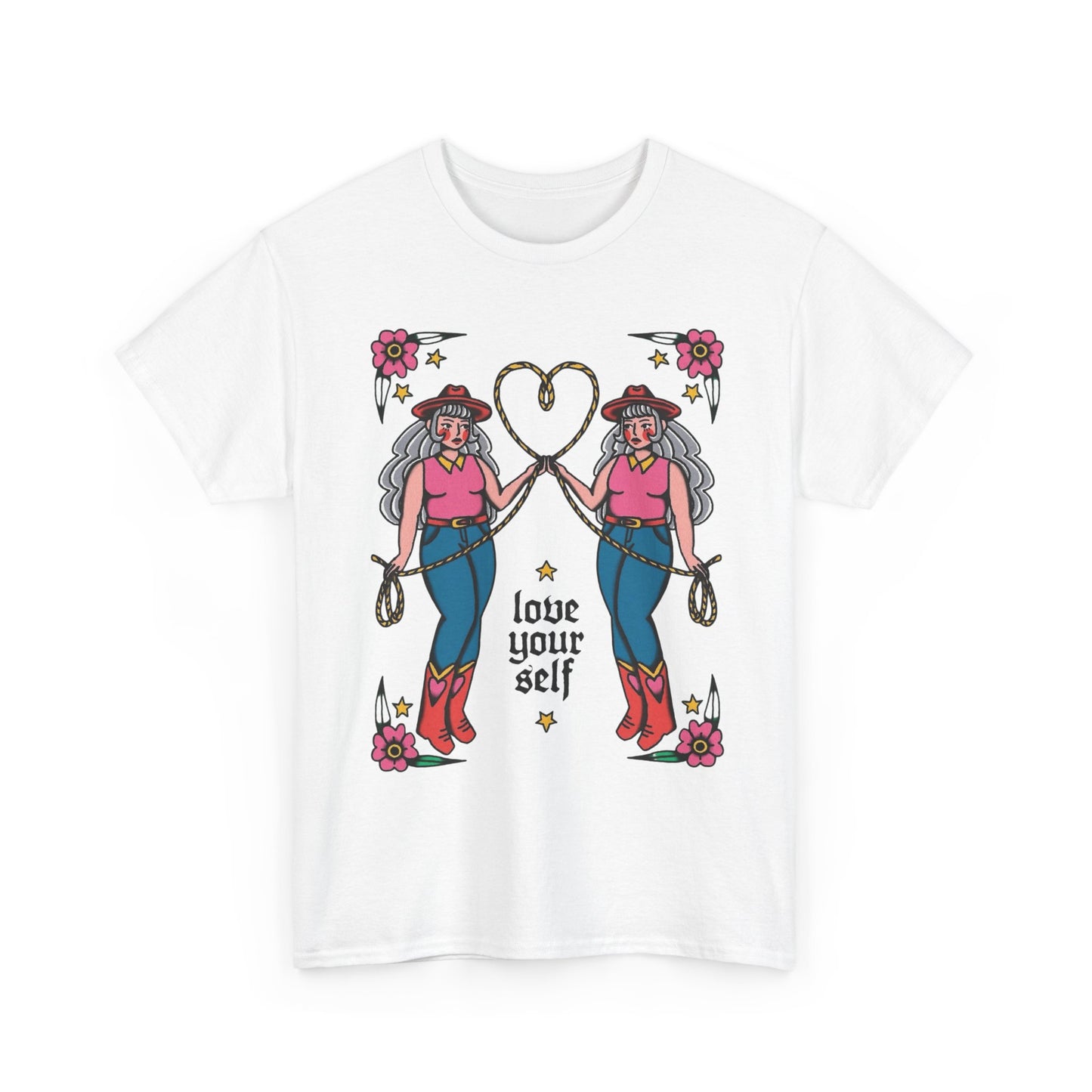 Love Yourself Cowgirl Graphic T-Shirt Unisex Heavy Cotton Tee Gift NEW