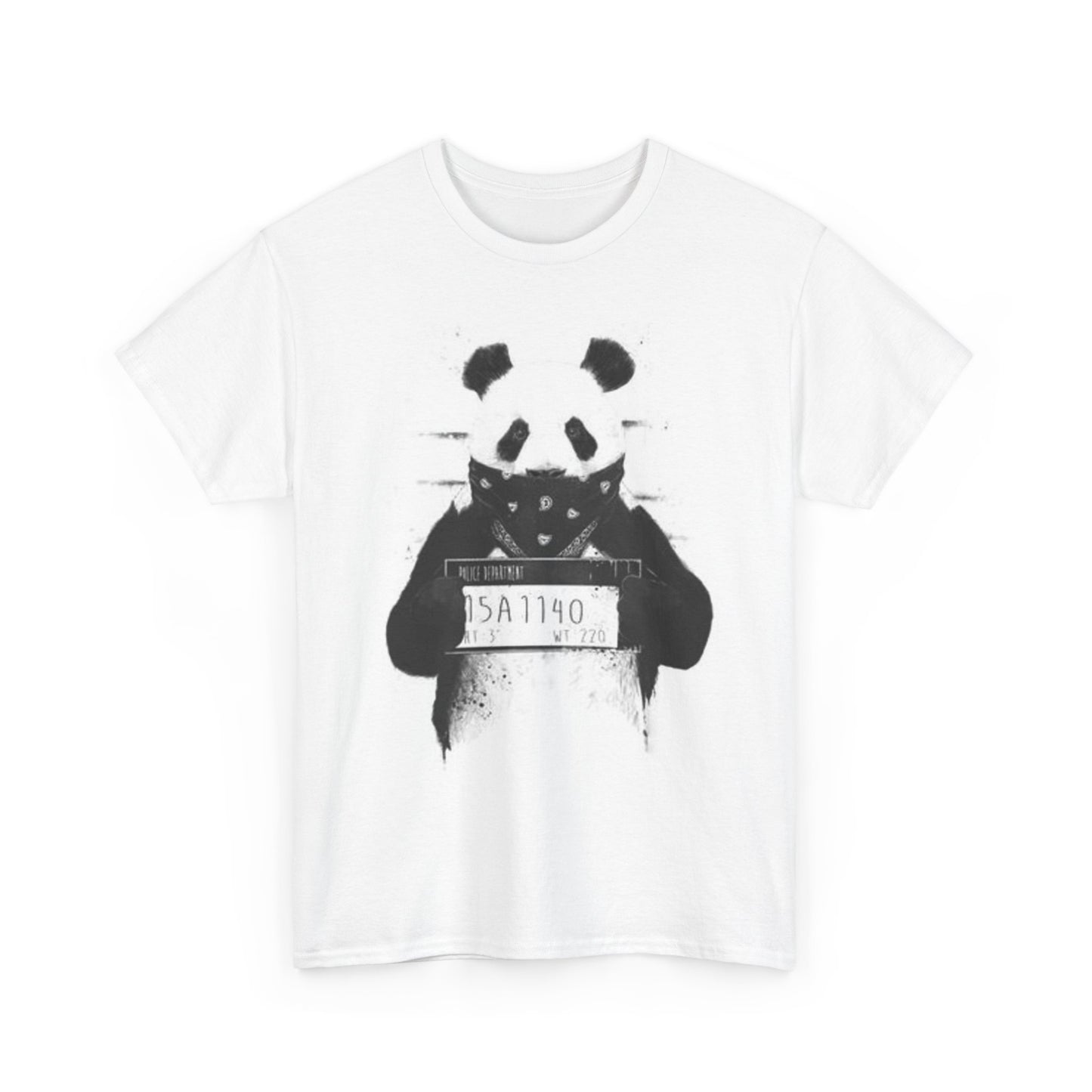 Panda Mugshot T Shirt Graphic Unisex Heavy Cotton Tee