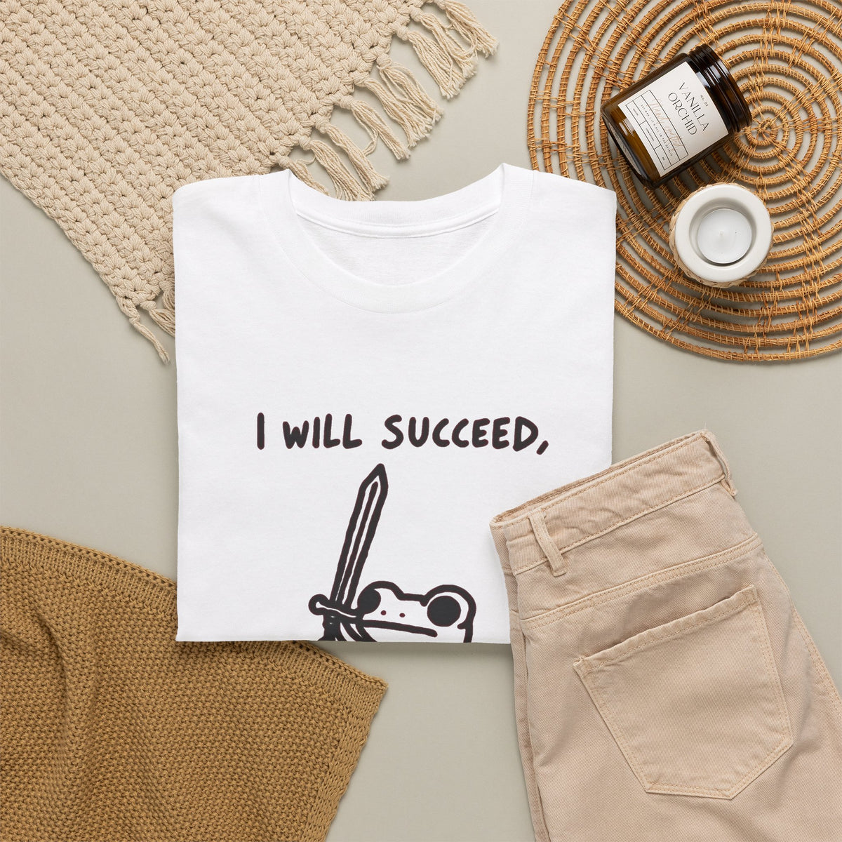 I Will Succeed Because I Am Insane Frog Illustration T-Shirt Men's Graphic Tee