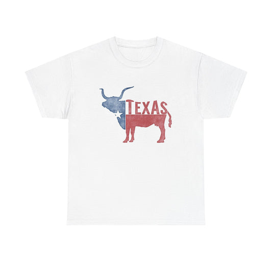 Texas Cattle USA Graphic T Shirt Men's Heavy Cotton Tee